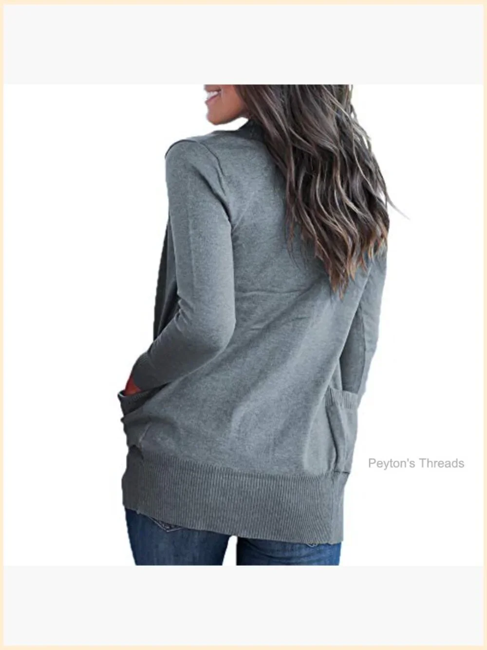 Open Front Cardigan with Pockets, 80% Viscose 20% Nylon Knit